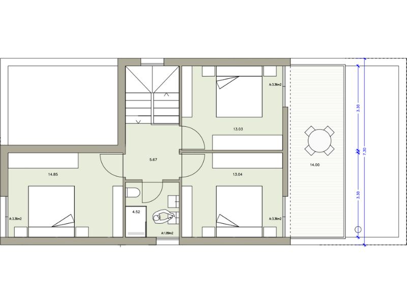 Plano casa prefabricada de hormigón de Buildlovers
